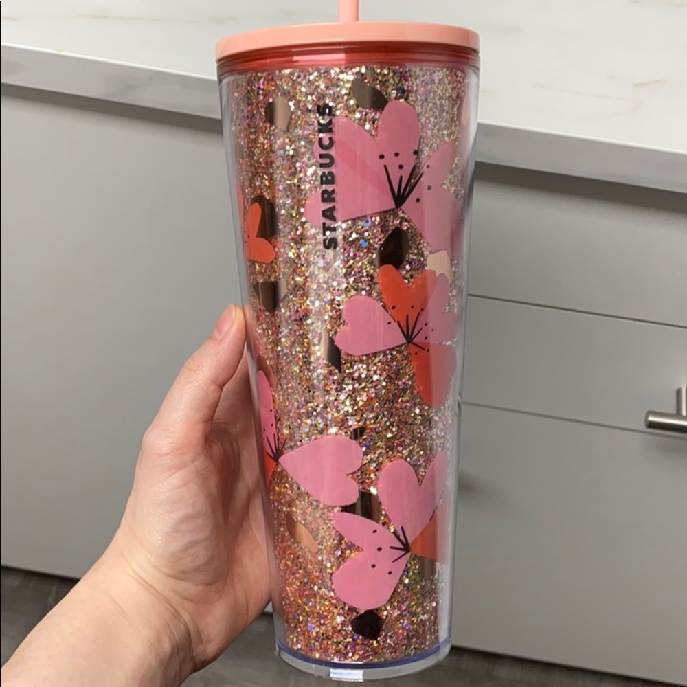 Starbucks Valentines glitter tumbler 24 oz NEW